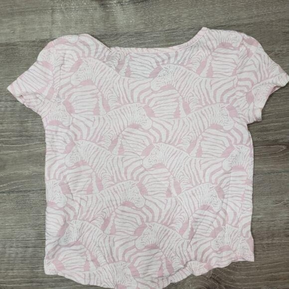 Gap kids Zebra Print Pink Knotted front T-Shirt size xs kids 4-5t - Picture 2 of 5